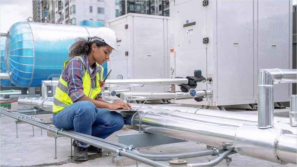 VTECHNO field engineer on HVAC equipment